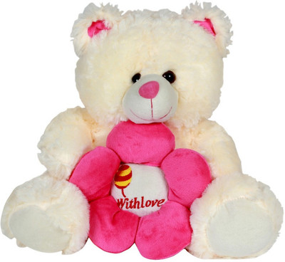 Annie Stuff Toy Teddy Bear With Flower 30 Cms - 9 cm(Beige)