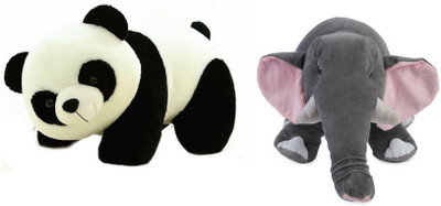 Deals India Deals India Panda Soft Toy (26 Cm) And Grey Elephant (45 Cm) Combo - 45 cm(Multicolor)