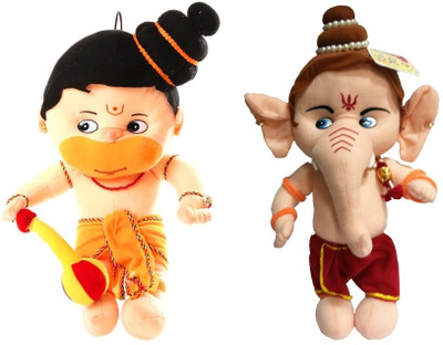 Saugat Traders Hanuman Ji & Ganesha - 20 inch(Orange)