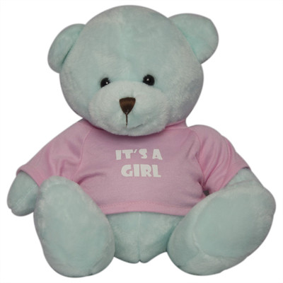 Twisha Bear With T Shirt It's A Girl Blue Small - 12 cm(Multicolor)