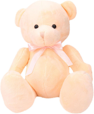 Starwalk Bear Plush With Polka Dotted Bow Light Orange Colour - 40 cm(Orange)