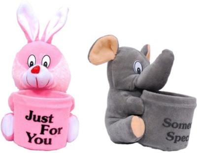 PIST Soft Toys Combo Pen Stand - 8 cm(Pink/Grey)