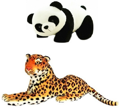 VRV VRV Wild Animal Cheetah and Panda - 17 cm(Multicolor)