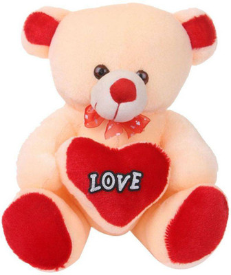 Pari Cream & Red Soft Teddy - 35 cm(Multicolor)
