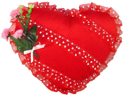 Tickles Heart Cushion with Rose - 28 cm(Red)