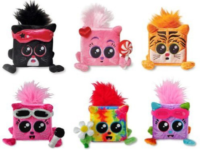 Kids Preferred Complete Set Of 6 Squaredy Cats Collectible Plush(Pink)
