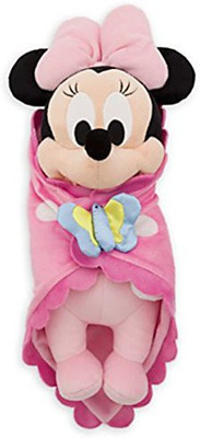 Disney Theme Park Ba Minnie Mouse In A Blanket Plush Doll New - 5 inch(Pink)