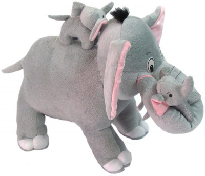 City Retail Mother elephant with two babies - 40 cm(Grey)
