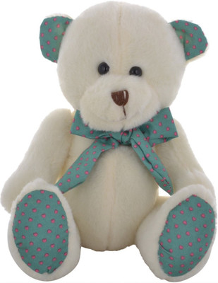 Twisha Bear Sitting With Spotted Paws Small - 7 inch(White, Blue), Blue;white