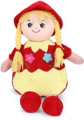 Starwalk Plush Doll Toy Bag with Flower Embrodery Red & Yellow colour 50 cm - 50 cm(Red, Yellow)