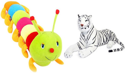 Yakeen Cute Catterpiller And Tiger Soft Toys Pack-2 - 32(Blue)