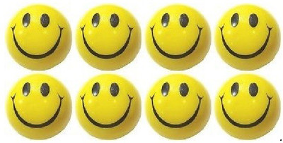 Kosh Smiley Face Squeeze Stress Balls 3 inch (Pack Of 8) - 3 inch(Yellow)