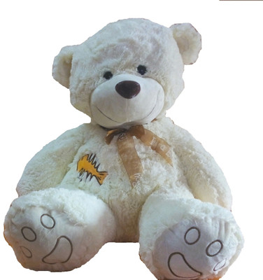 Play N Pets White Teddy Bear with Ribbon - 55 cm(White)