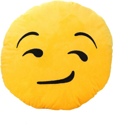Grab A Deal Asquint Smiley Cushion looking with Side Eyes - 12 inch(Yellow)