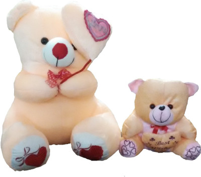 Ekku Combo of Balloon Teddy and Sweetu Teddy - 30 inch(Beige)