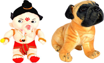 Alexus Bal Ganesh And Pug Dog - 32 cm(Multicolor)