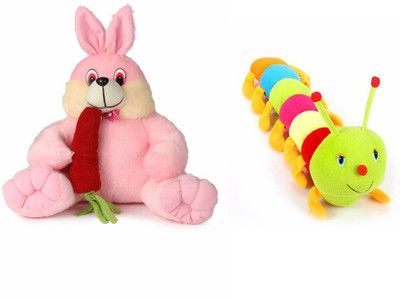 Deals India Deals India Bunny With Carrot - 35 cm and Caterpillar soft toy (55 cm) - 35 cm(Multicolor)