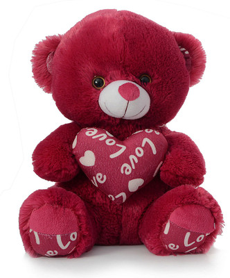 Dimpy Stuff Bear W/Love Heart Sitting 36Cm - 36 cm(Red Rose)