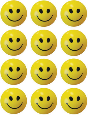 Bgroovy Smiley Face Squeeze Stress Ball - Set of 12 - 3 inch(Yellow)