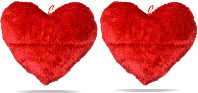 Satcap Heart Design Soft Cushion & Hanging Dacorative Toy Set of 2 pc L W 45 CM-Maroon - 45 cm(Maroon)