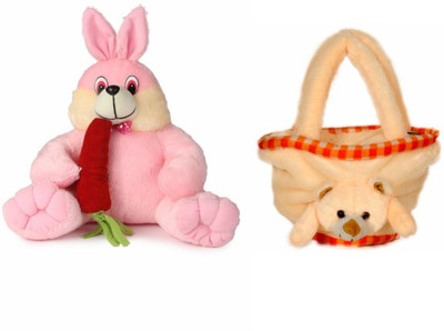 Deals India Deals India Bunny With Carrot - 35 cm and Teddy bag - 35 cm(Multicolor)