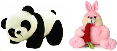 Deals India Panda Soft Toy (26 cm) and Bunny with carrot(30 cm) combo - 26 cm(Multicolor)