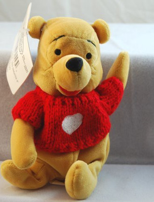 Disney Bean Bag Winnie The Pooh 8" Wearing Knitted Holiday(Yellow)