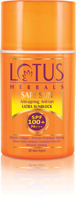 Lotus Herbals Safe Sun Anti-ageing Anti-tan Ultra Sun Block - SPF 100+ PA+++(30 ml)
Lotus Herbals Safe Sun Anti-ageing Anti-tan Ultra Sun Block - SPF 100+ PA+++(30 ml)
