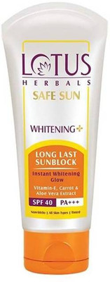 Lotus Long Last Sunblock Instant Whitening Glow - 100gms - SPF 40 PA+++(100 g)