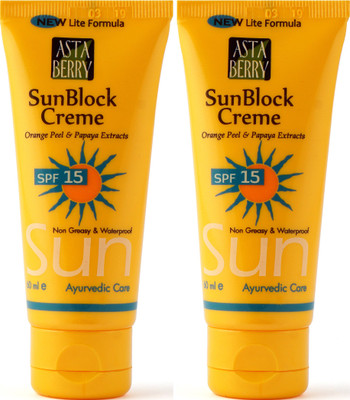 Astaberry Sunblock Crème - Pack of 2 - SPF 15 PA+(60 ml)