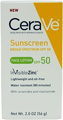 CeraVe SPF 50 Sunscreen Face Lotion, 2 Oz (Pack of 2) - SPF 50 PA+(56 g)
CeraVe SPF 50 Sunscreen Face Lotion, 2 Oz (Pack of 2) - SPF 50 PA+(56 g)