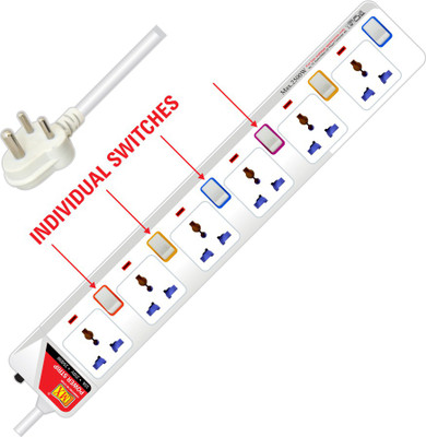 MX 6 Sockets Universal Power Strip With Individual Switch 6 Socket Surge Protector(Multicolor)
MX 6 Sockets Universal Power Strip With Individual Switch 6 Socket Surge Protector(Multicolor)