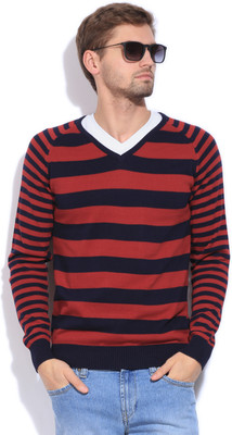 Sports 52 Wear Striped Casual Men Blue, Red Sweater