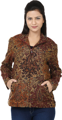 Reevolution Paisley V-neck Casual Women Brown Sweater