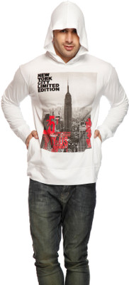 Gritstones Full Sleeve Printed Men's Sweatshirt, White