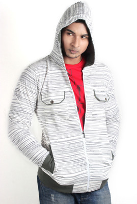 Spur Full Sleeve Striped Men's Sweatshirt, Off white