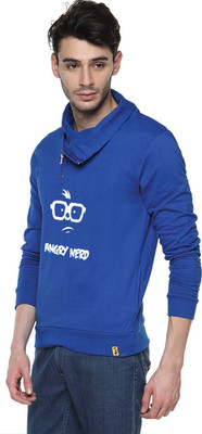Campus Sutra Full Sleeve Printed Men Sweatshirt, Royal blue