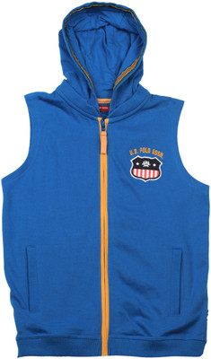 US Polo Kids Sleeveless Solid Boys Sweatshirt, Me. blue