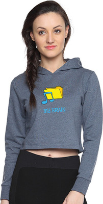 Campus Sutra Full Sleeve Printed Women Sweatshirt, Denim