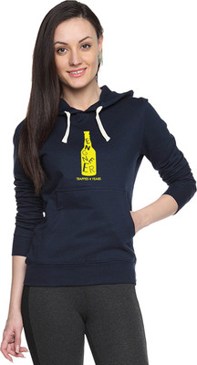 Campus Sutra Full Sleeve Printed Women Sweatshirt, Navy blue