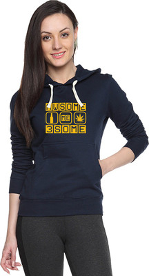 Campus Sutra Full Sleeve Printed Women Sweatshirt, Navy blue