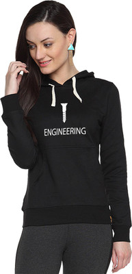 Campus Sutra Full Sleeve Printed Women Sweatshirt, Black