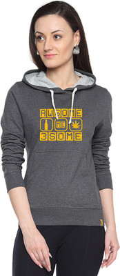 Campus Sutra Full Sleeve Printed Women Sweatshirt, Charcoal