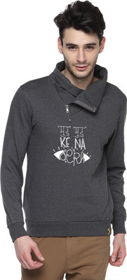 Campus Sutra Full Sleeve Printed Men Sweatshirt, Charcoal