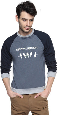 Campus Sutra Full Sleeve Printed Men Sweatshirt, Denim