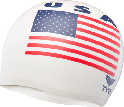TYR USA Silicone Swimming Cap(White)