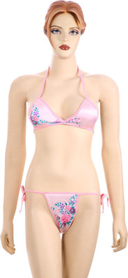 AayanBaby Triangle Cup Bikini Floral Print Women's Swimsuit, Pink