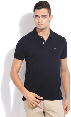 Arrow Sports Solid Men's Polo Neck Black T-Shirt