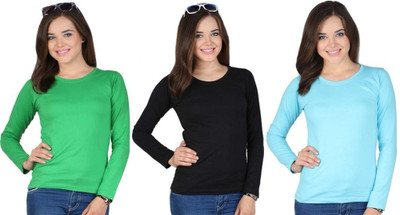 SayItLoud Solid Women's Round Neck Multicolor T-Shirt(Pack of 3), Green;black;light blue
SayItLoud Solid Women's Round Neck Multicolor T-Shirt(Pack of 3), Green;black;light blue