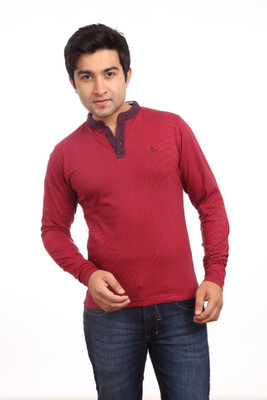 Parx Striped Men's Henley Red T-Shirt